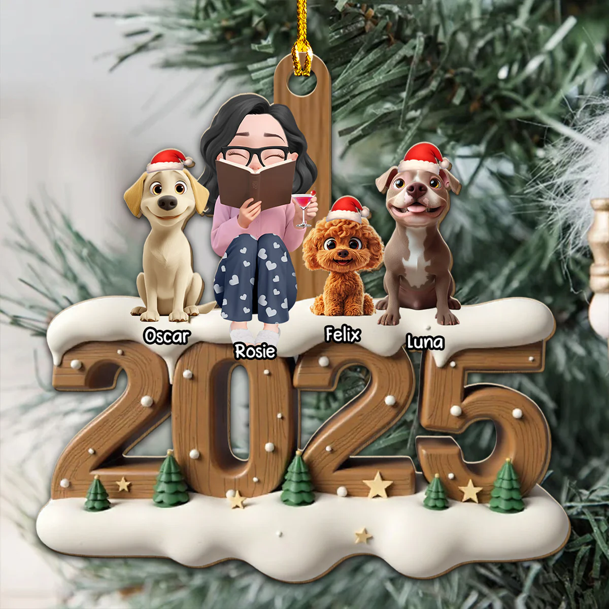Reading Buddy Now Onwards - Personalized Custom 3D Effect Wood Ornament - Image 3