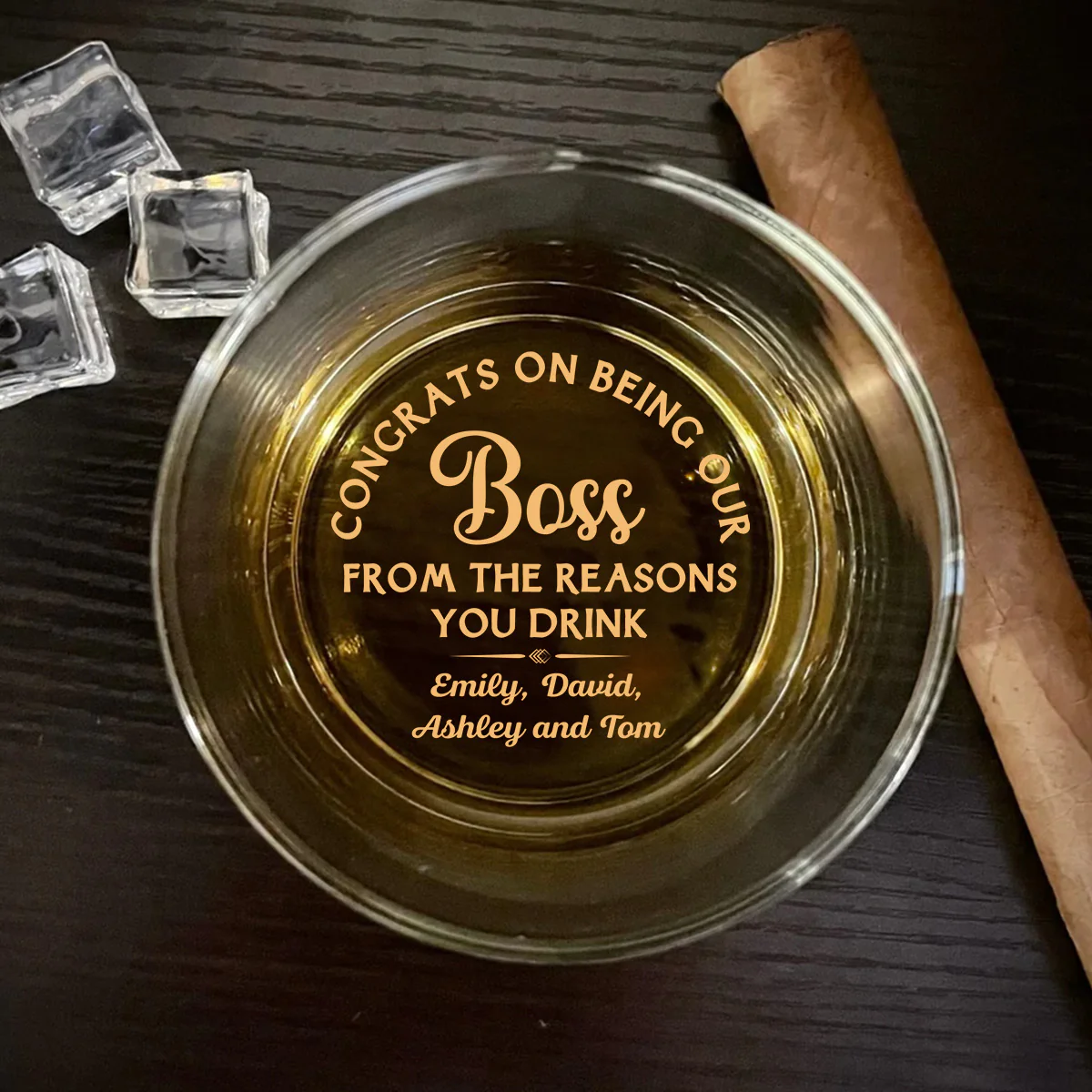 Reason You Drink Boss - Personalized Custom Engraved Whiskey Glass - Image 4