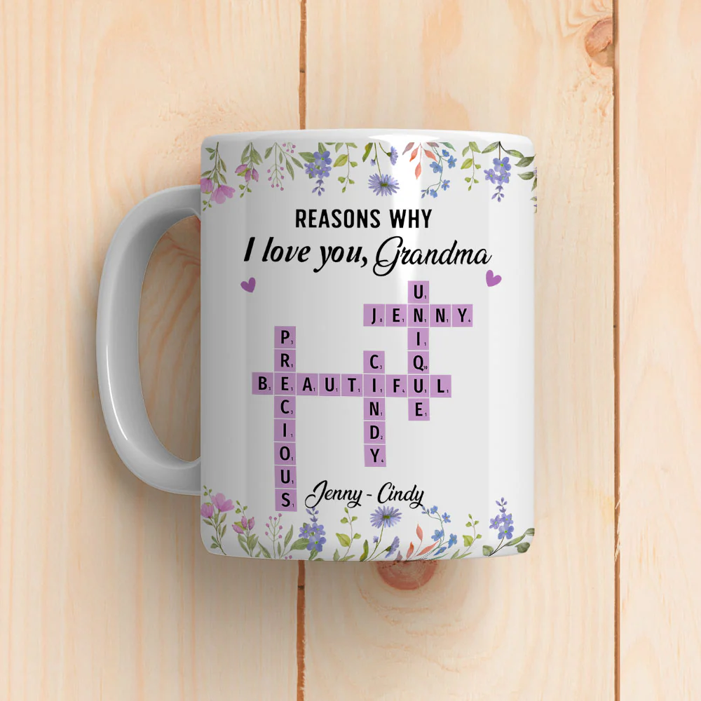 Reasons Why I Love You Mom Crossword Art - Personalized Custom Coffee Mug - Image 3