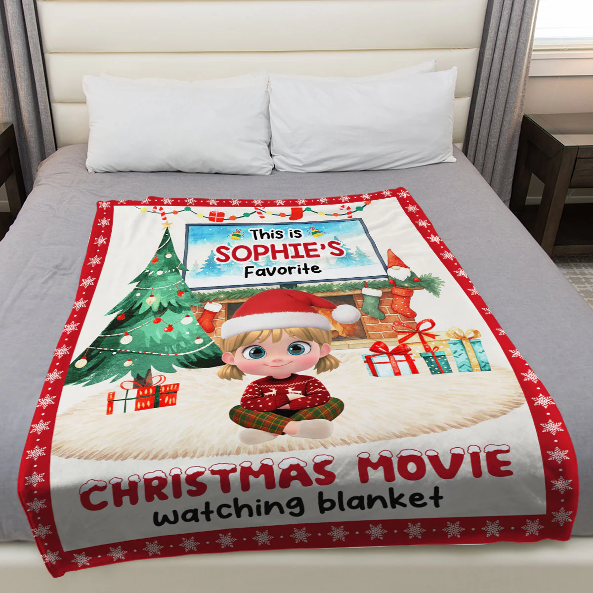 Red Christmas - Personalized Custom Fleece Blanket - Image 4