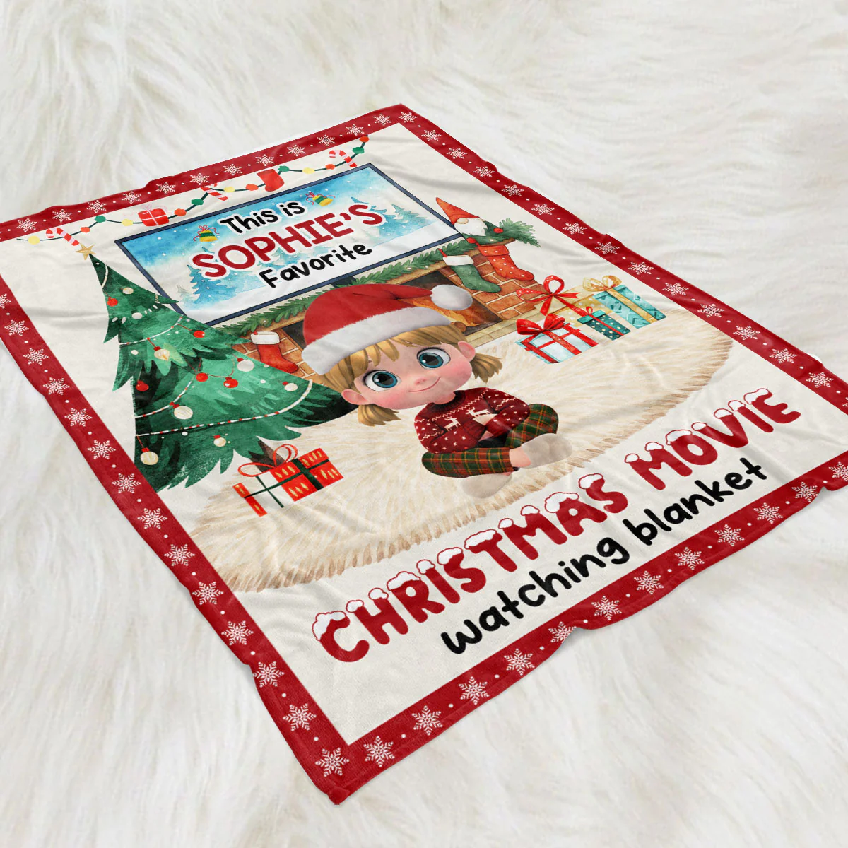 Red Christmas - Personalized Custom Fleece Blanket - Image 5