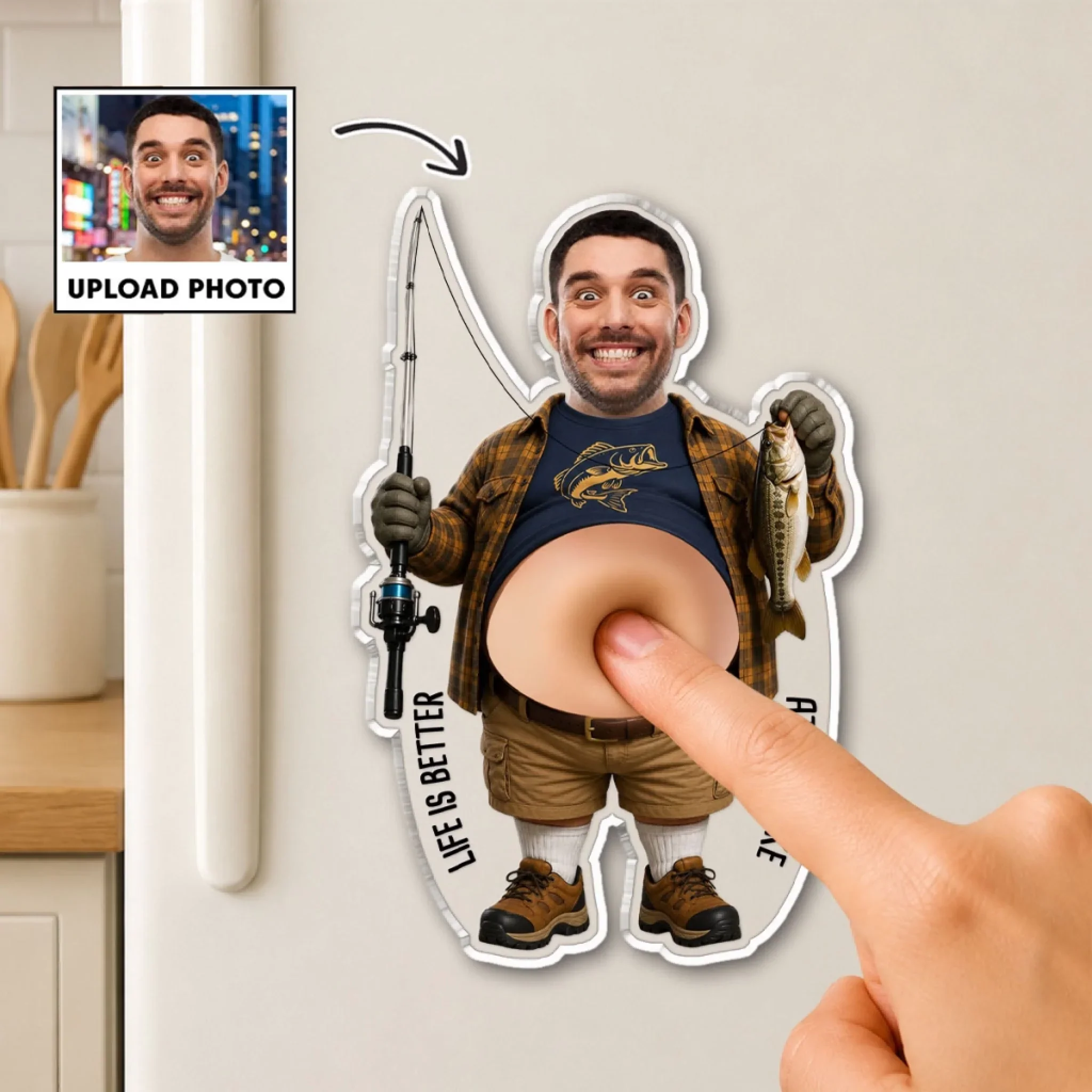 Reel Cool Dad - Personalized Custom Squishy Acrylic Fridge Magnet