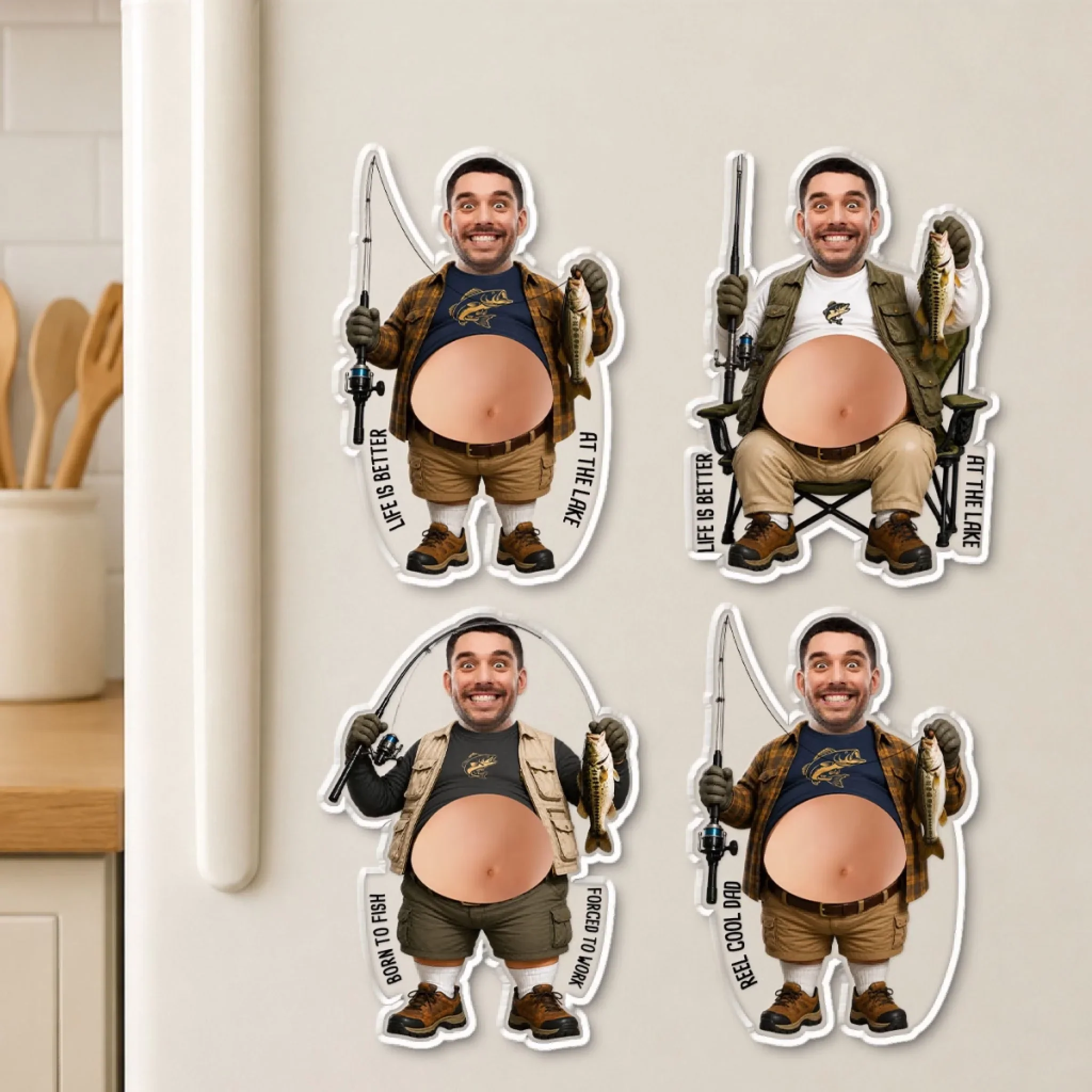 Reel Cool Dad - Personalized Custom Squishy Acrylic Fridge Magnet - Image 2