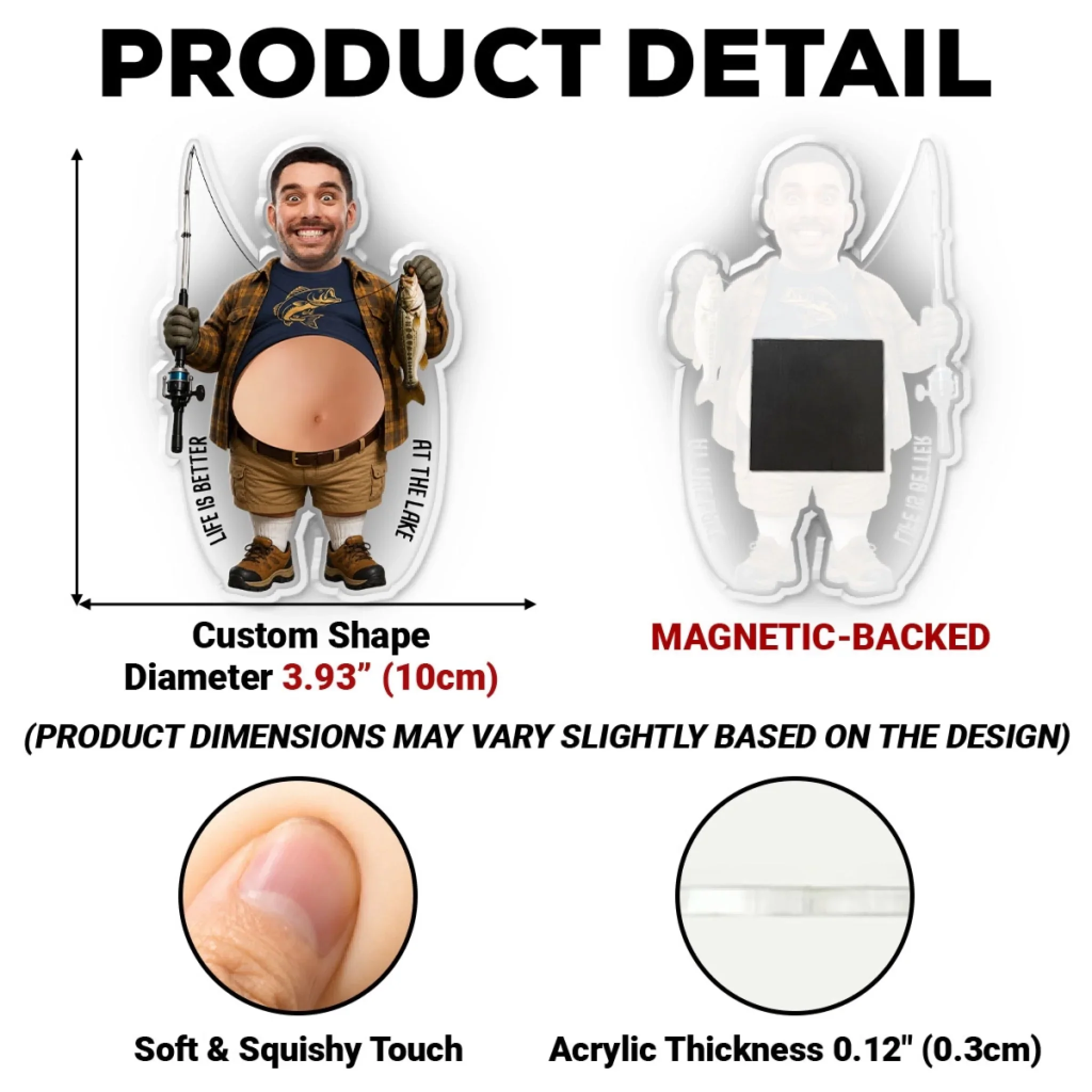 Reel Cool Dad - Personalized Custom Squishy Acrylic Fridge Magnet - Image 6