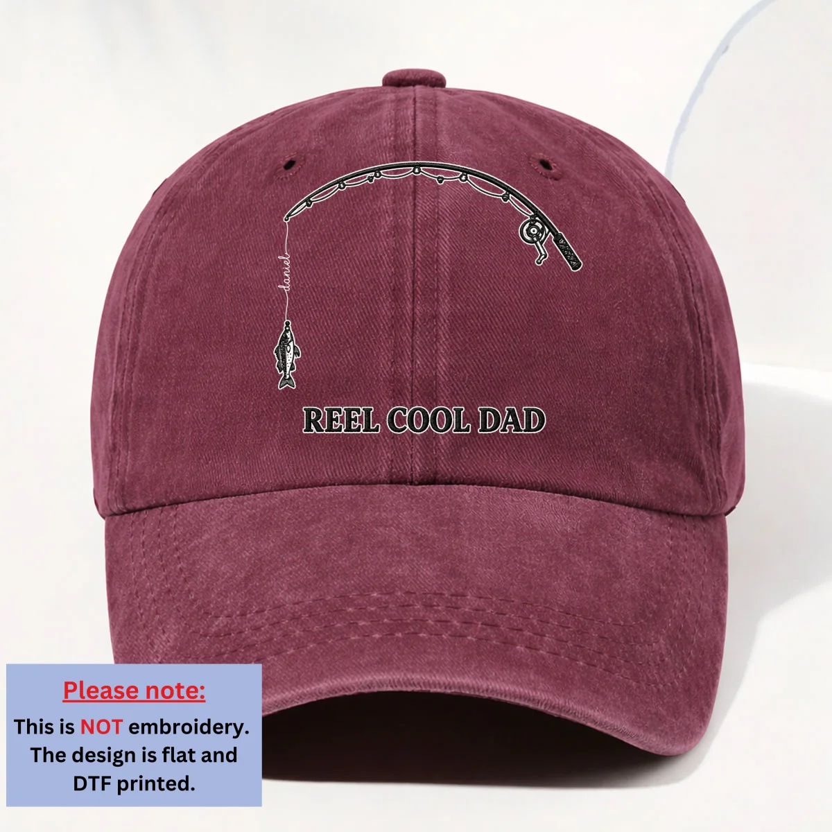 Reel Cool Dad - Personalized Custom Vintage Washed Denim Cap - Image 10