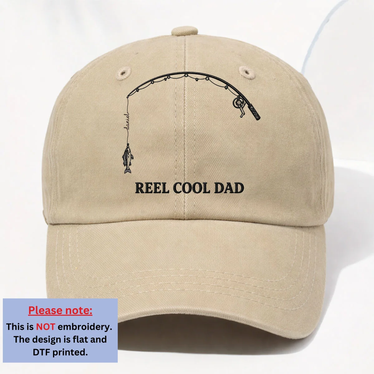 Reel Cool Dad - Personalized Custom Vintage Washed Denim Cap - Image 11