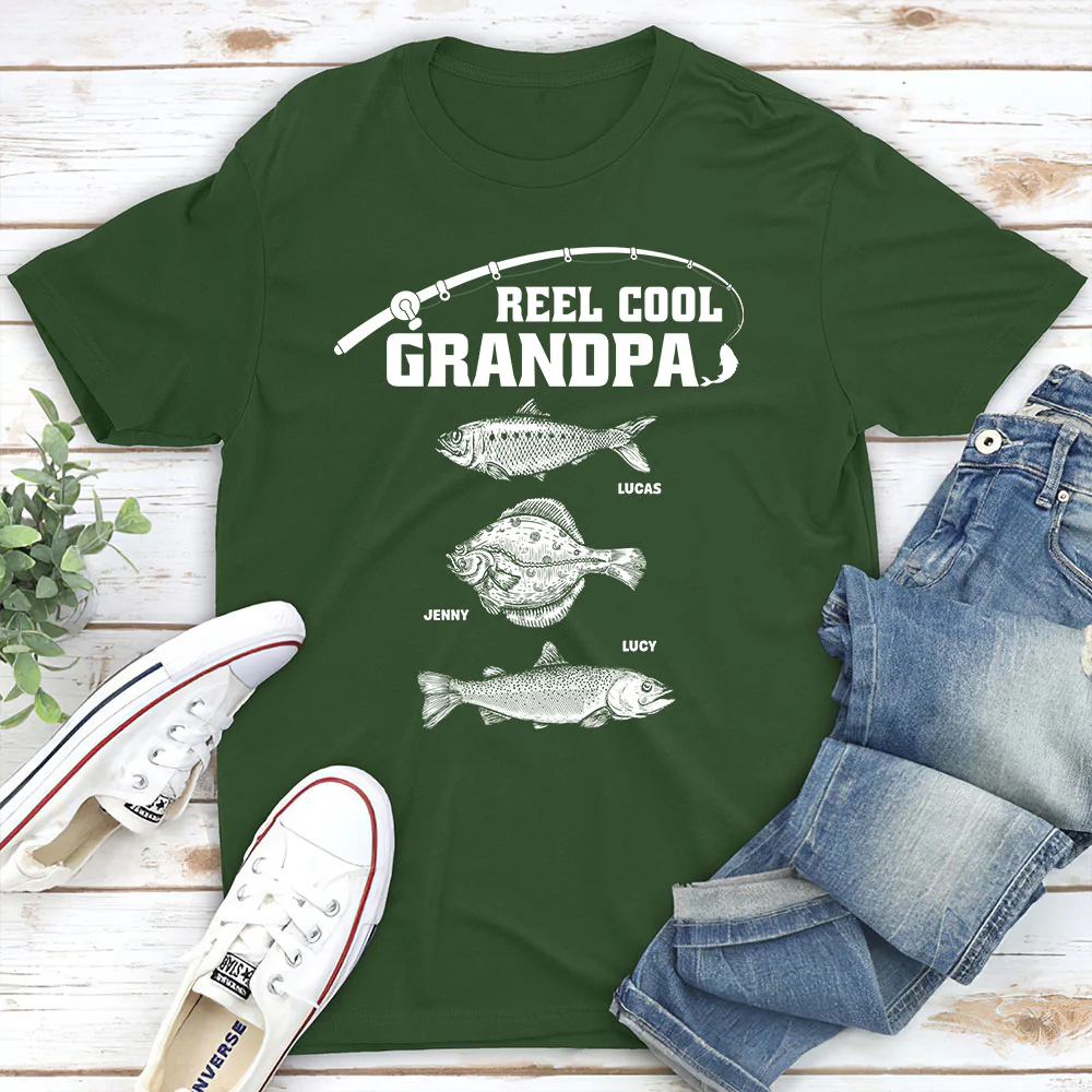 Reel Cool Grandpa Fishing - Personalized Custom Shirt - Image 2