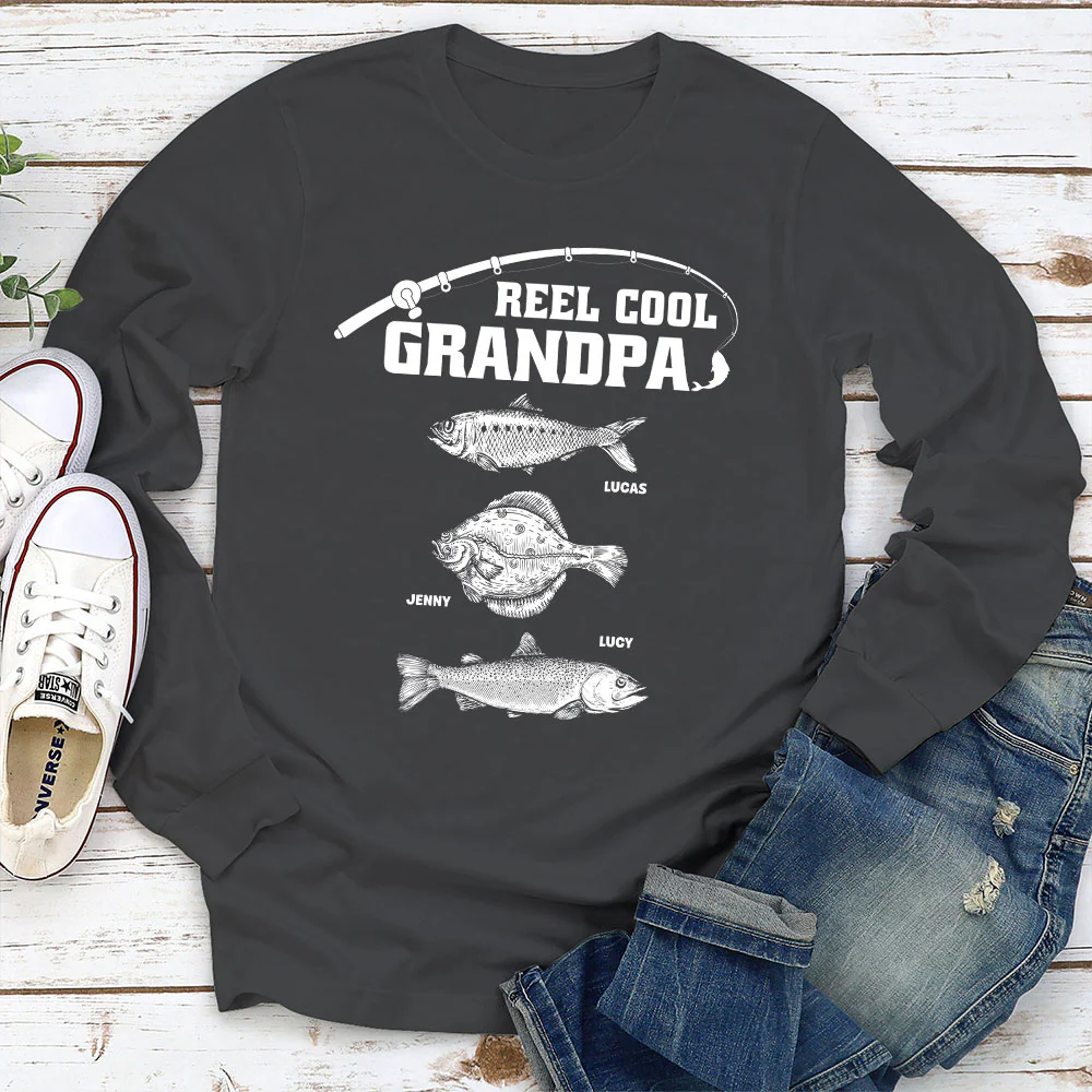Reel Cool Grandpa Fishing - Personalized Custom Shirt - Image 4
