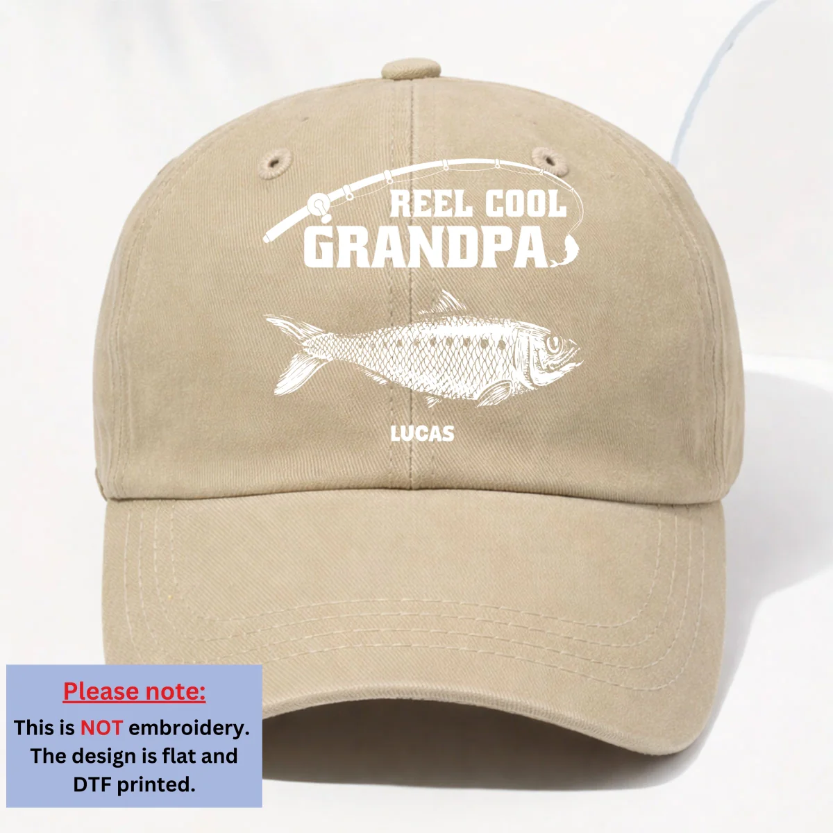 Reel Cool Papa - Personalized Custom Vintage Washed Denim Cap - Image 12