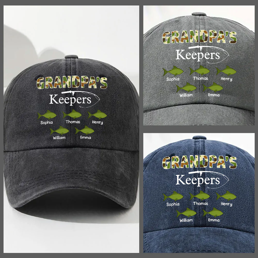 Reel Papa - Personalized Custom Vintage Washed Denim Cap - Image 5