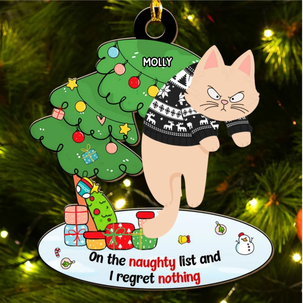 Regret Nothing - Personalized Custom Wood Ornament - Image 4