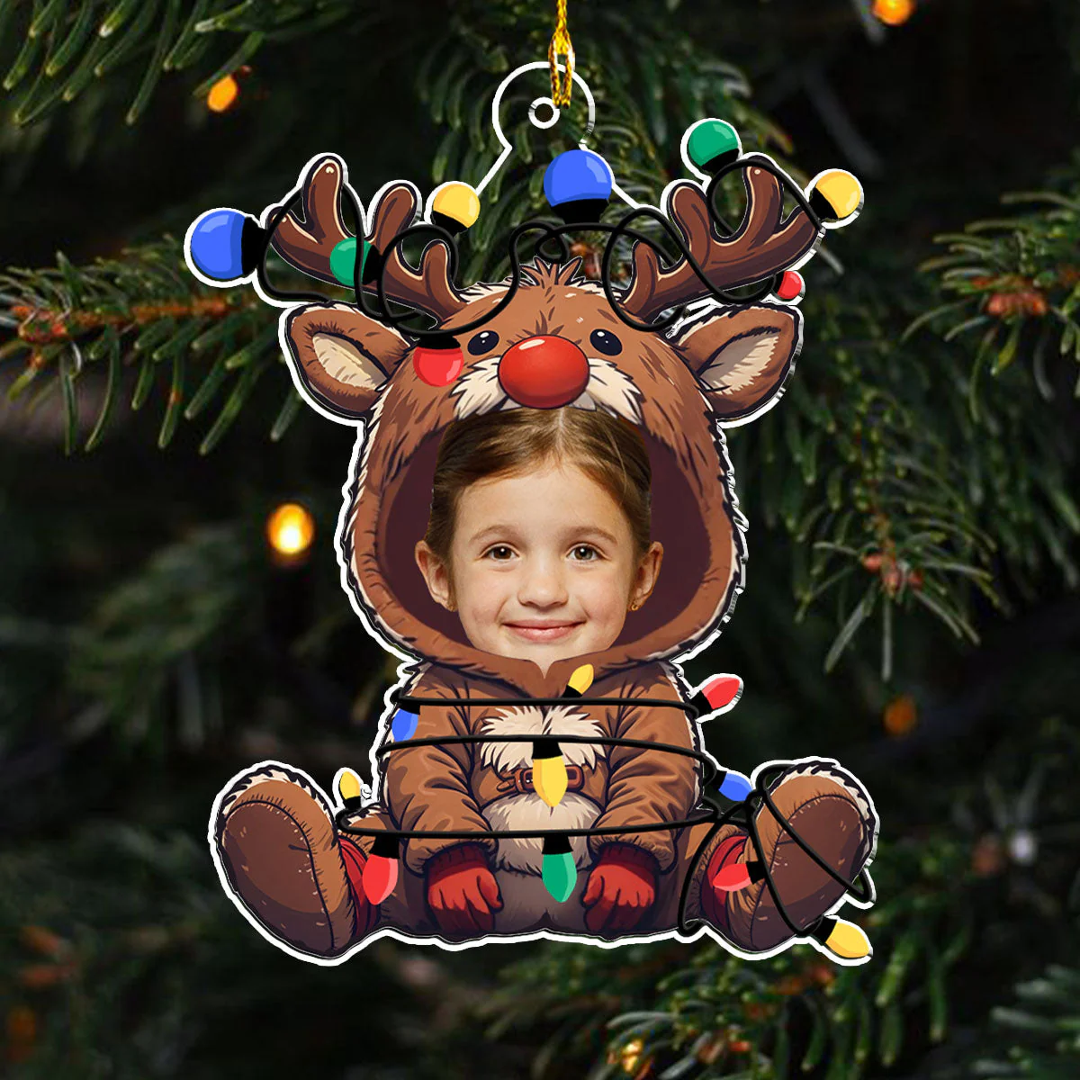 Reindeer Baby Christmas - Personalized Custom Acrylic Ornament - Image 5
