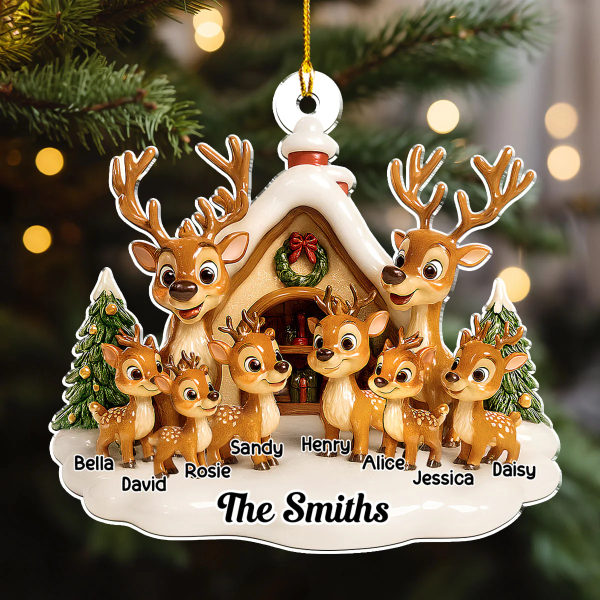 Reindeer Family - Personalized Custom Acrylic Ornament - Image 5