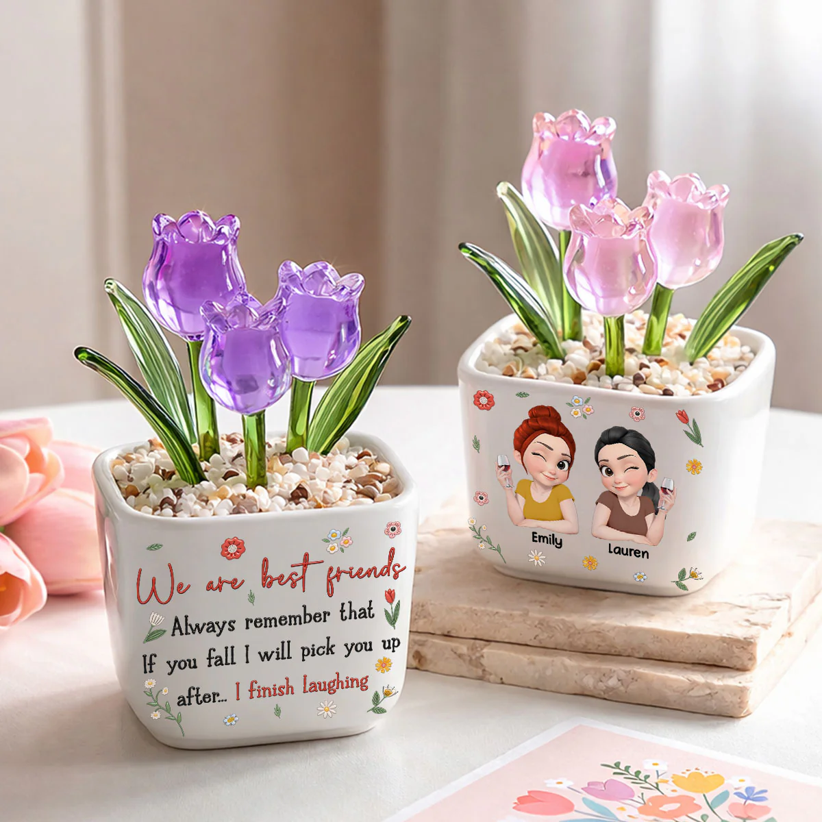 Remember That I Will - Personalized Custom Glass Everlasting Tulips