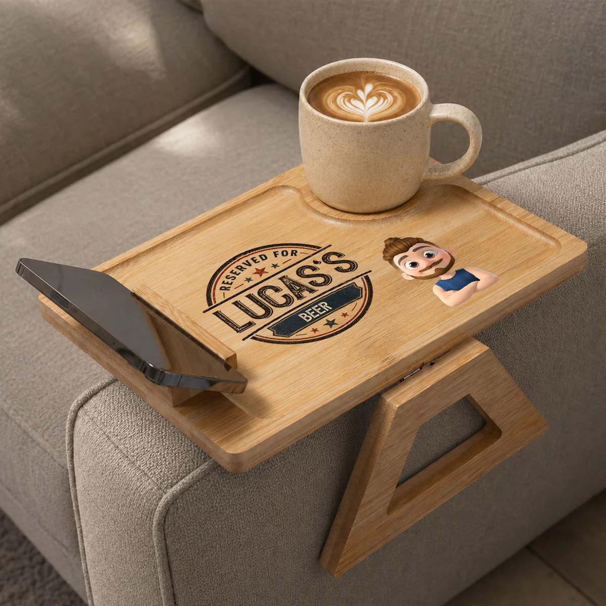 Reserved Especially For You - Personalized Custom Wooden Couch Arm Table - Image 4