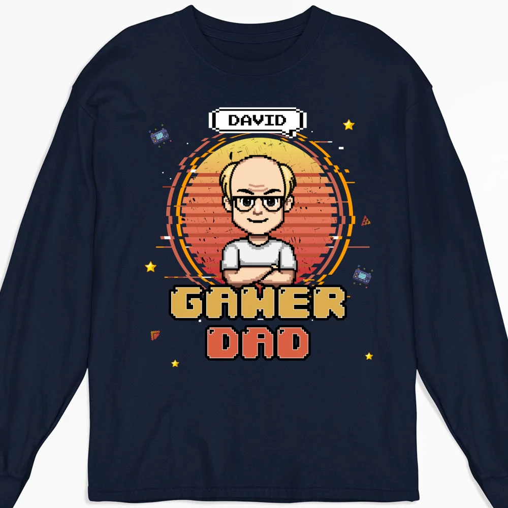 Retro Gamer Dad - Personalized Custom Shirt - Image 12