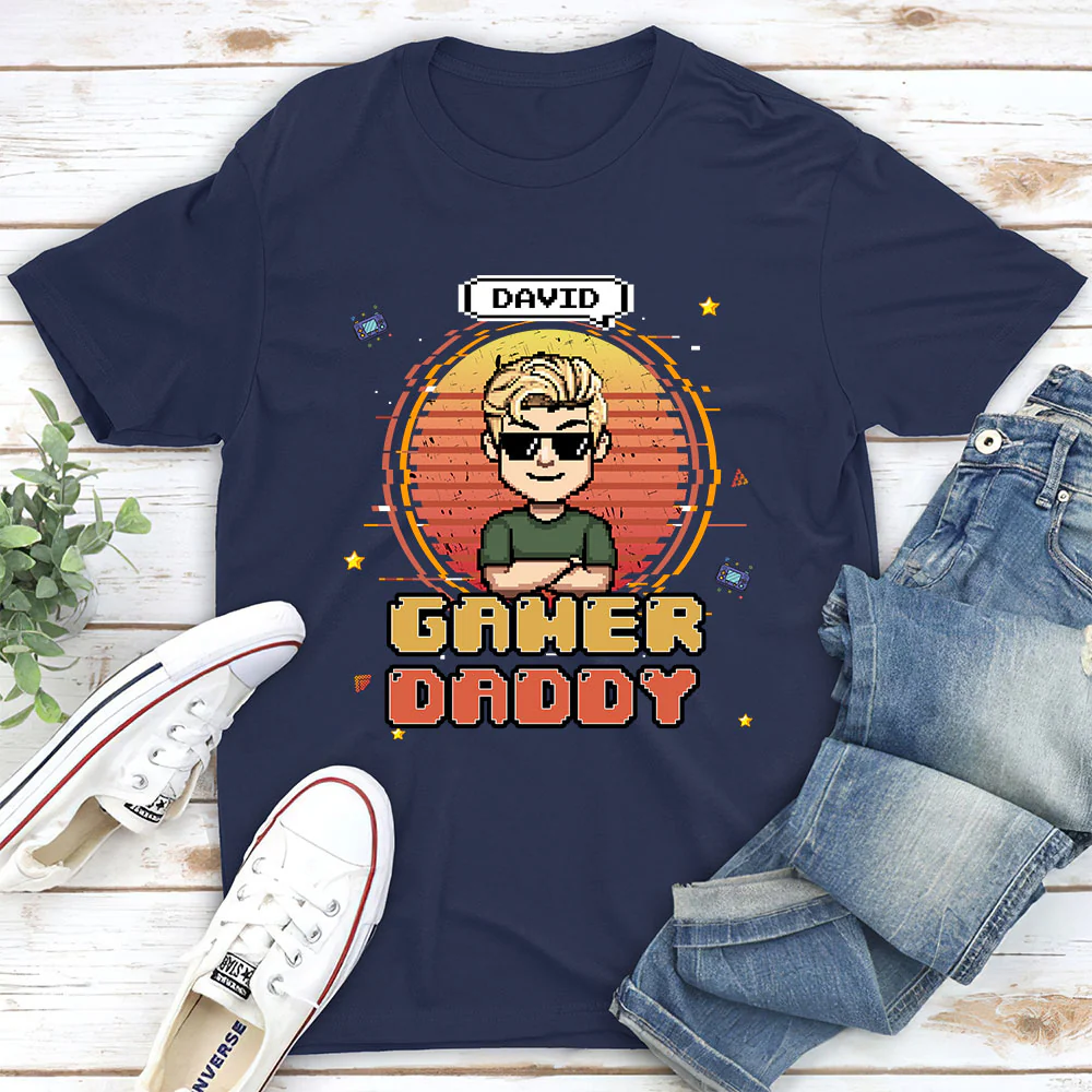 Retro Gamer Dad - Personalized Custom Shirt - Image 2