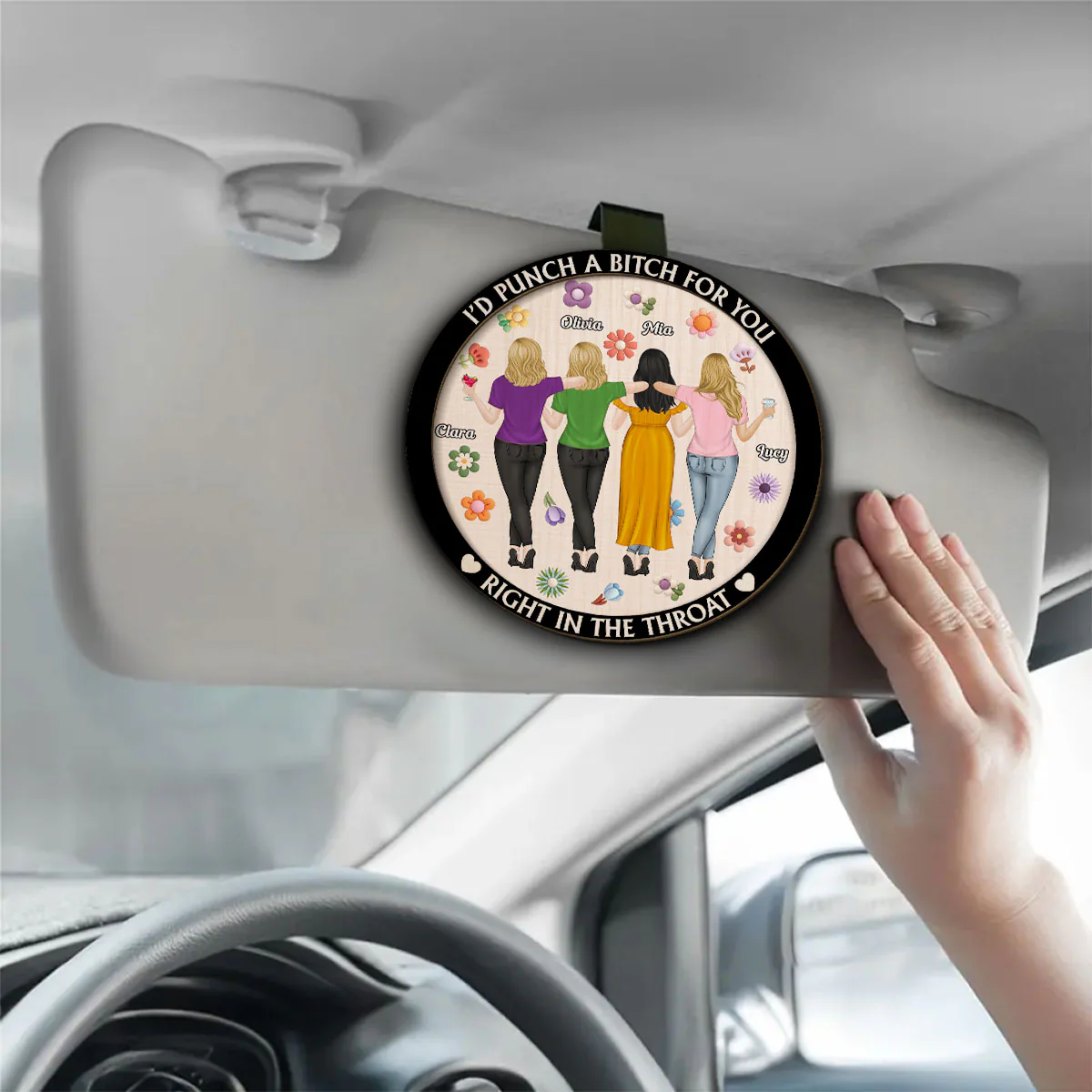 Right In The Throat Besties - Personalized Custom Car Visor Clip - Image 4