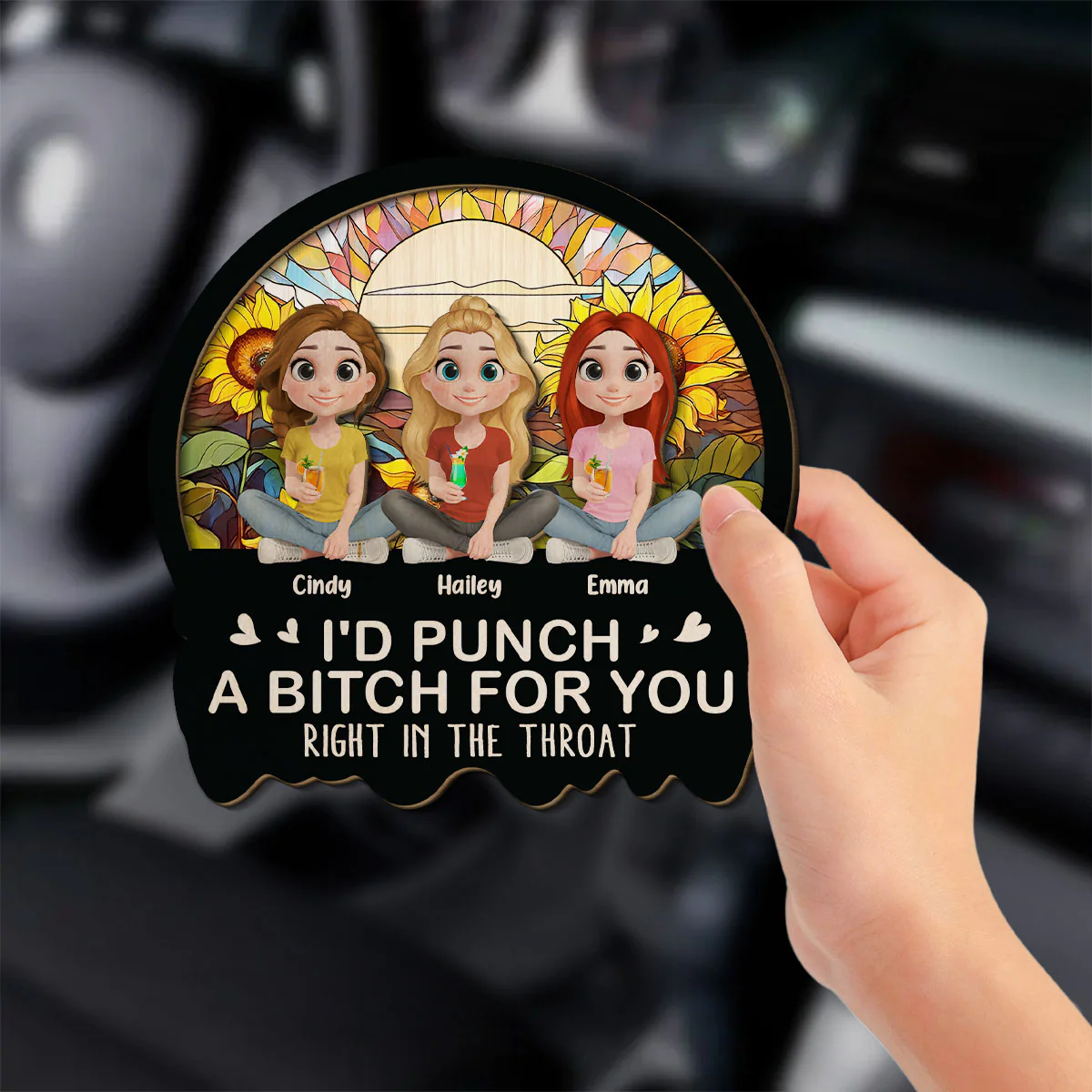 Right In The Throat For You Bestie Sister - Personalized Custom Car Visor - Image 2