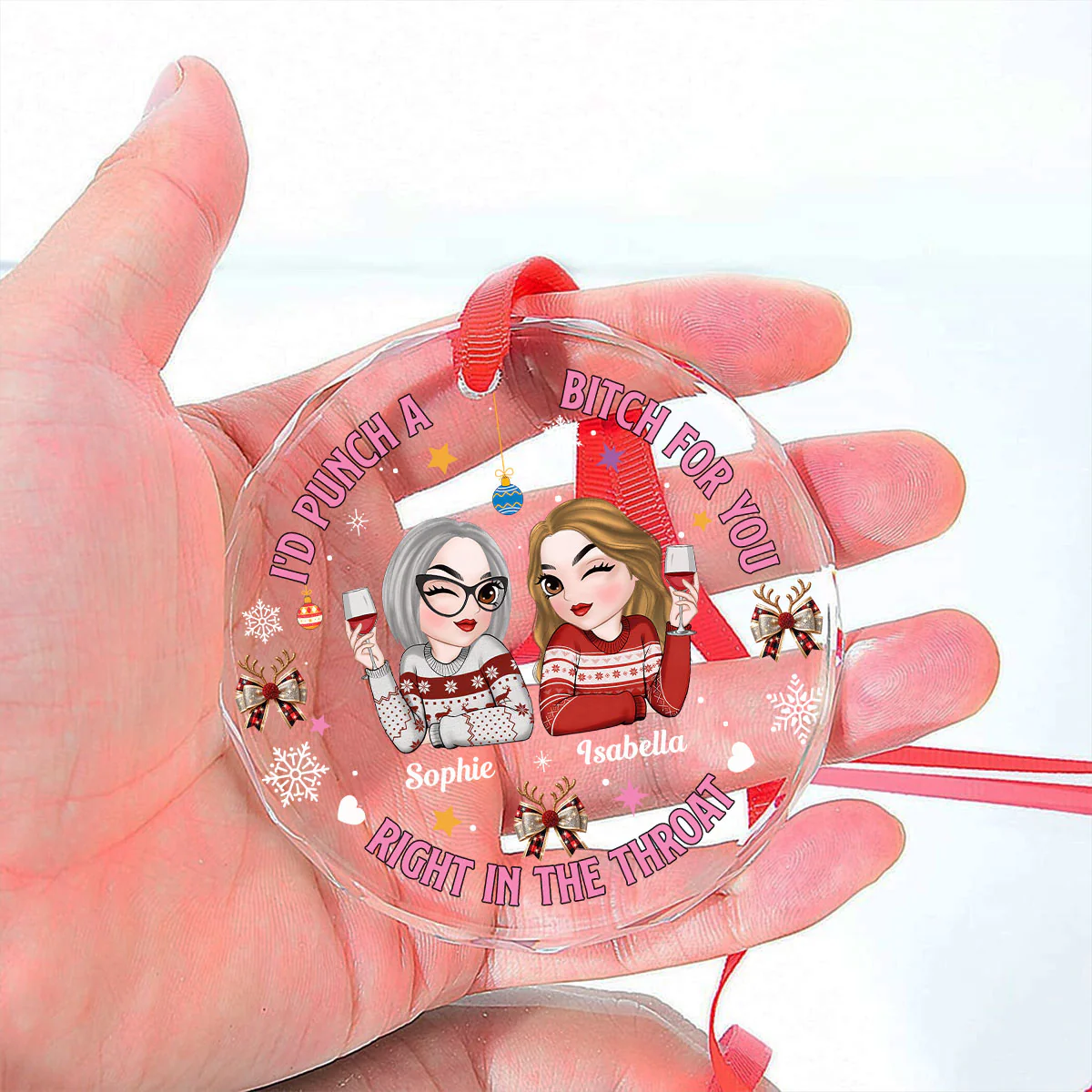 Right In The Throat - Personalized Custom Glass Ornament - Image 2