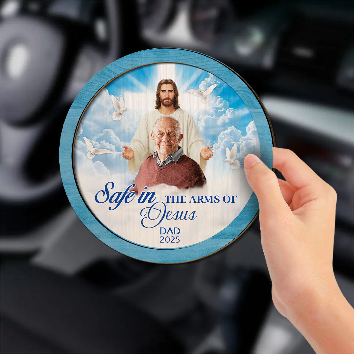 Safe In The Arms Of Jesus - Personalized Custom Car Visor Clip - Image 3