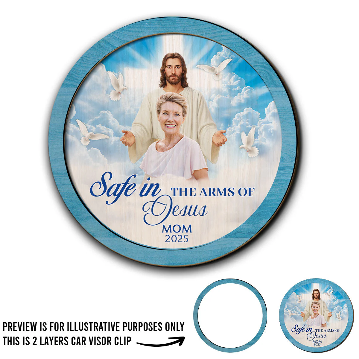 Safe In The Arms Of Jesus - Personalized Custom Car Visor Clip - Image 4