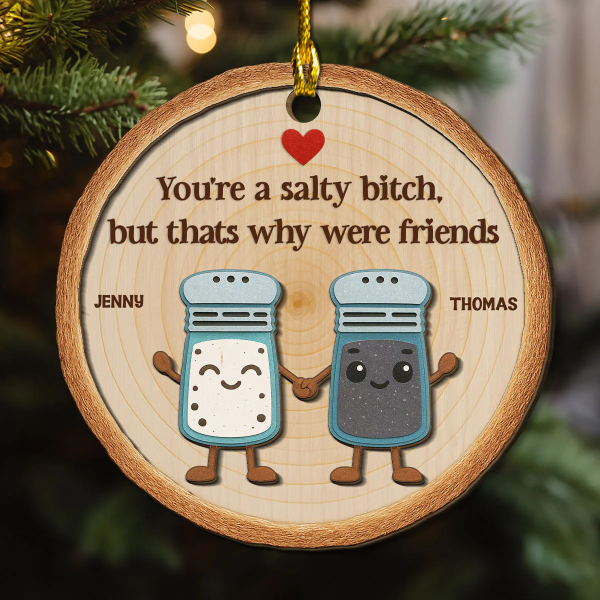 Salty But Sweet - Personalized Custom Freeshape 2-Layered Wood Ornament
