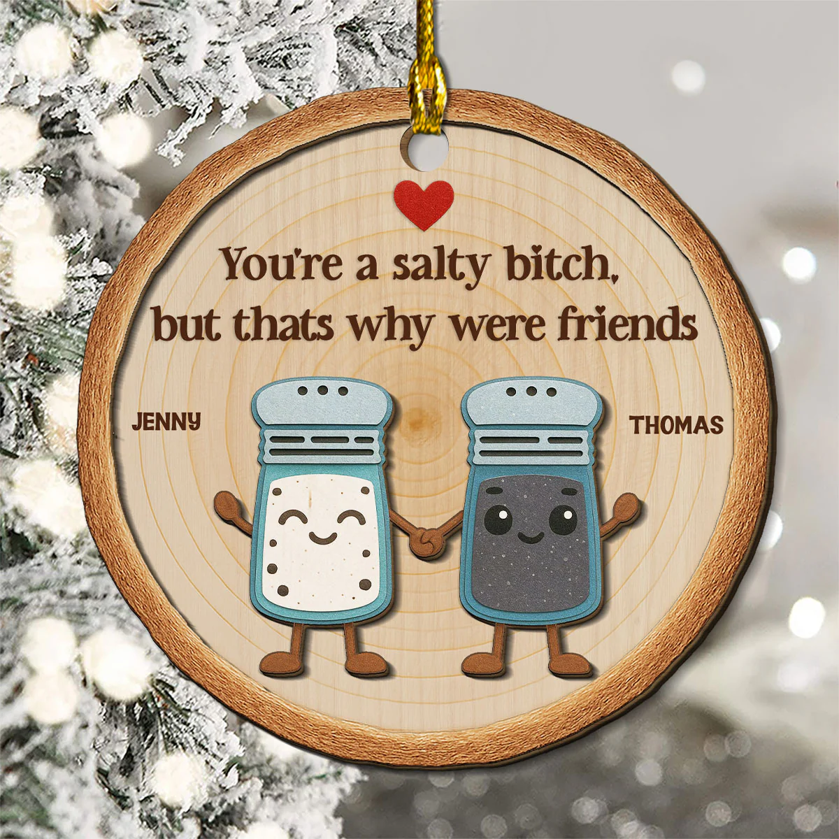 Salty But Sweet - Personalized Custom Freeshape 2-Layered Wood Ornament - Image 5