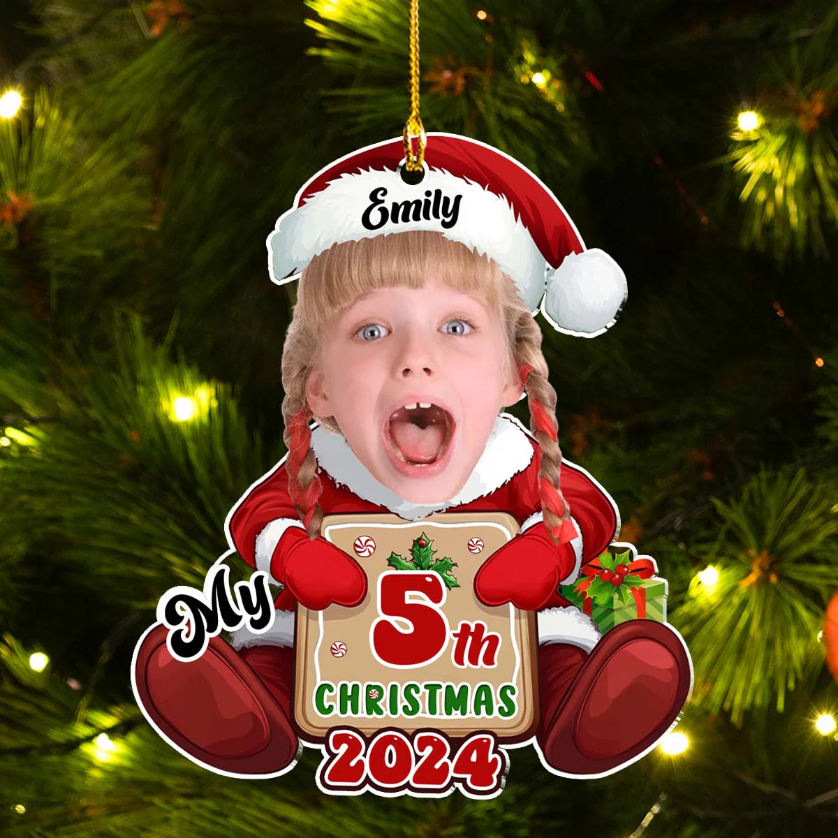 Santa Christmas Family Faces - Personalized Custom Acrylic Ornament - Image 2