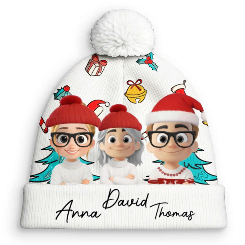 Santa Is Coming To Our Family - Personalized Custom Bobble Beanie Hat - Image 7