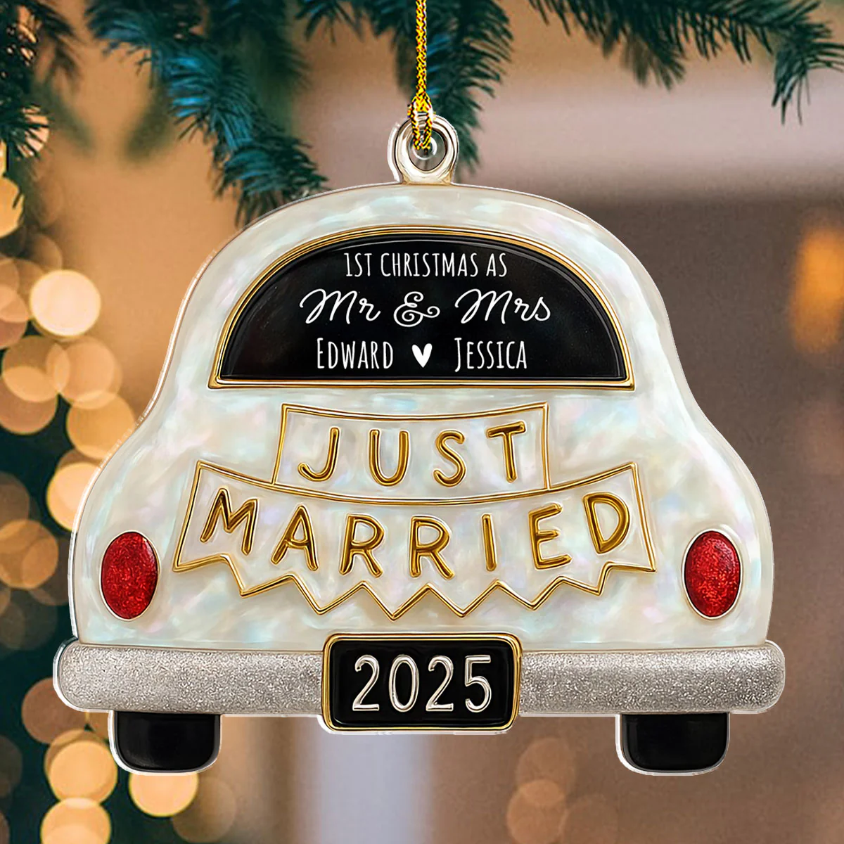 Save The Date - Personalized Custom 3D Effect Acrylic Ornament - Image 4