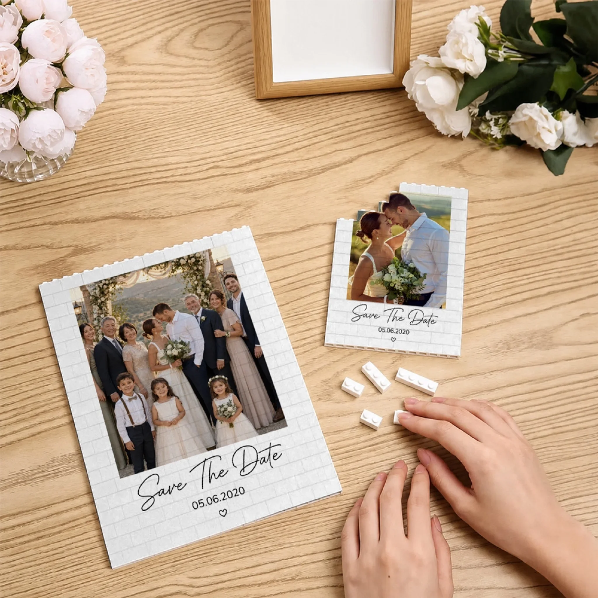 Save The Date - Personalized Custom Rectangle Building Brick Blocks - Image 2