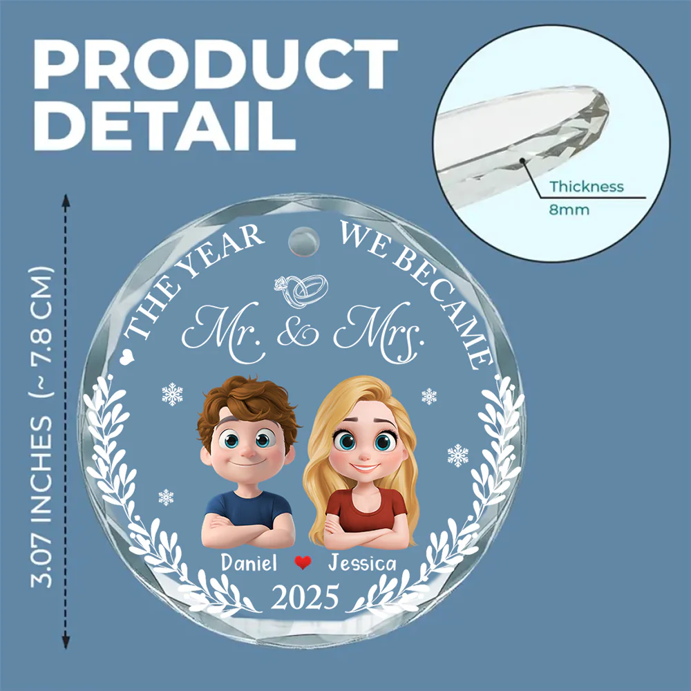 Save The Special Date - Personalized Custom Glass Ornament - Image 6