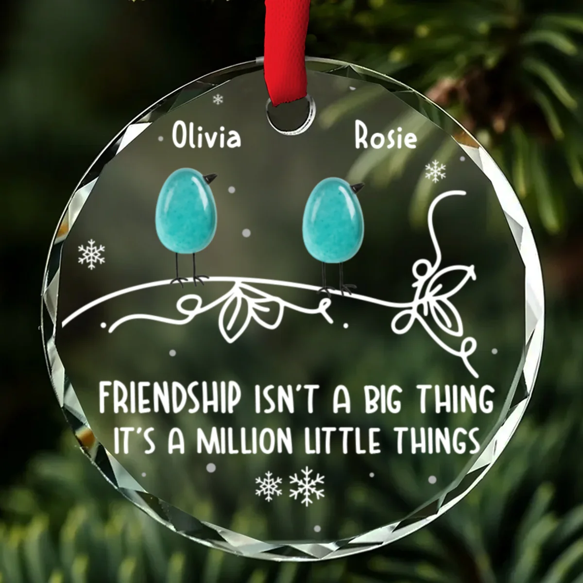 Sea Glass Birds Friendship - Personalized Custom Glass Ornament - Image 6