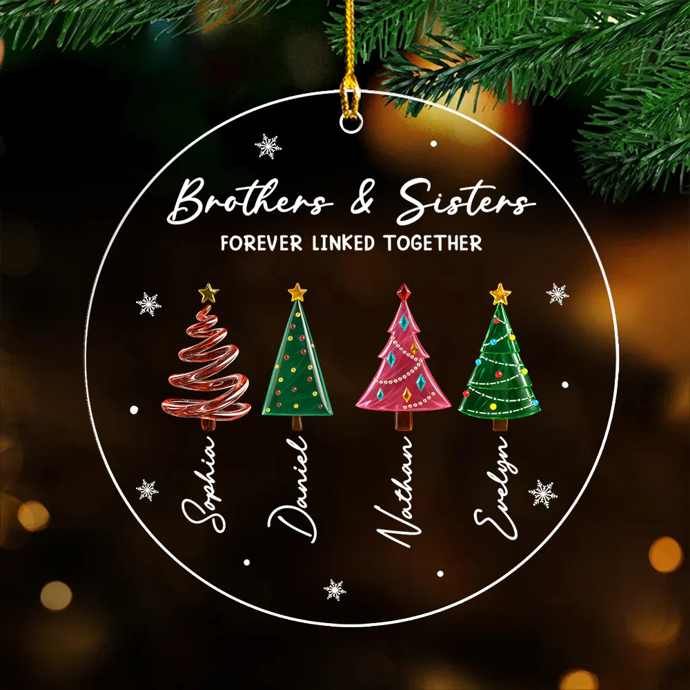 Season Love Siblings - Personalized Custom Acrylic Ornament - Image 2