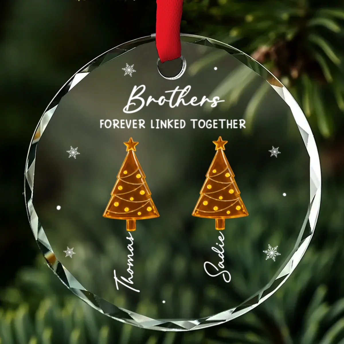 Season Love Siblings - Personalized Custom Glass Ornament - Image 6