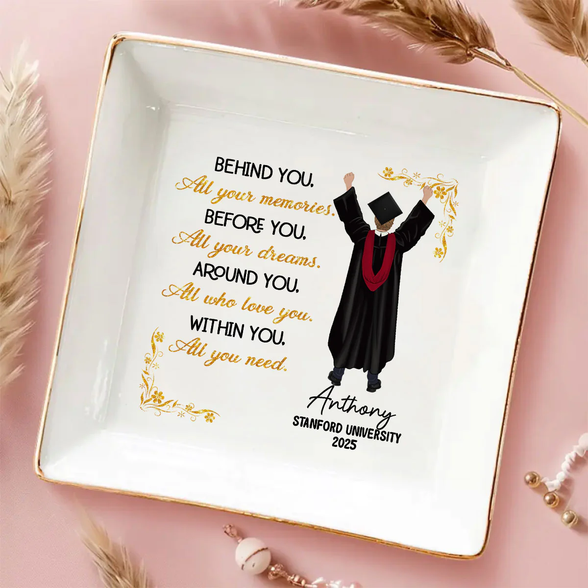 She Dreamed Big And Won - Personalized Custom Jewelry Dish - Image 4