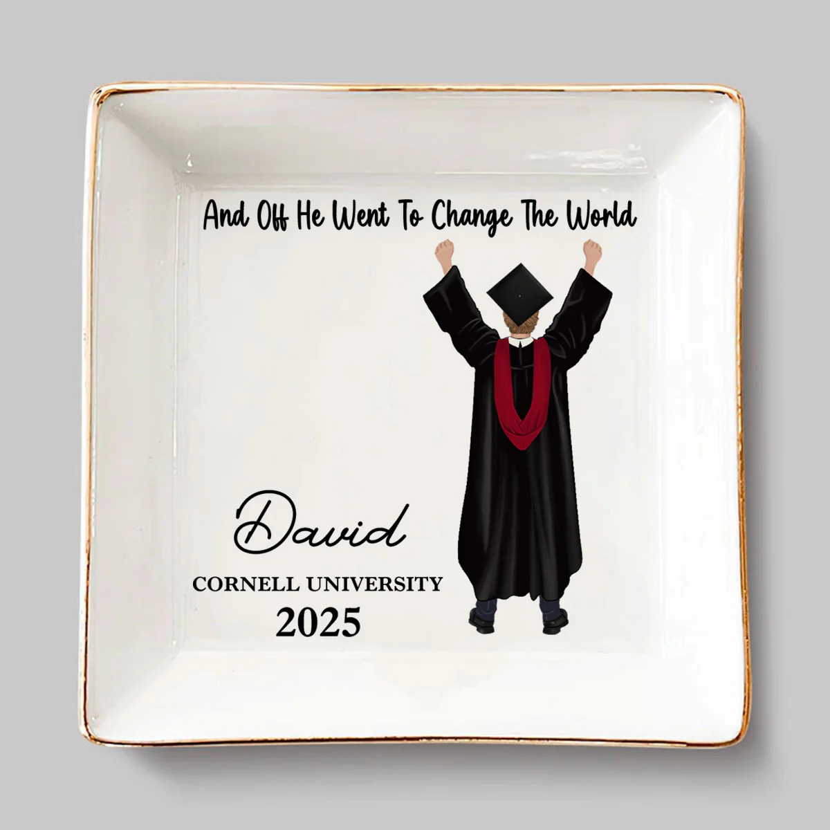 She Went To Change The World - Personalized Custom Jewelry Dish - Image 5