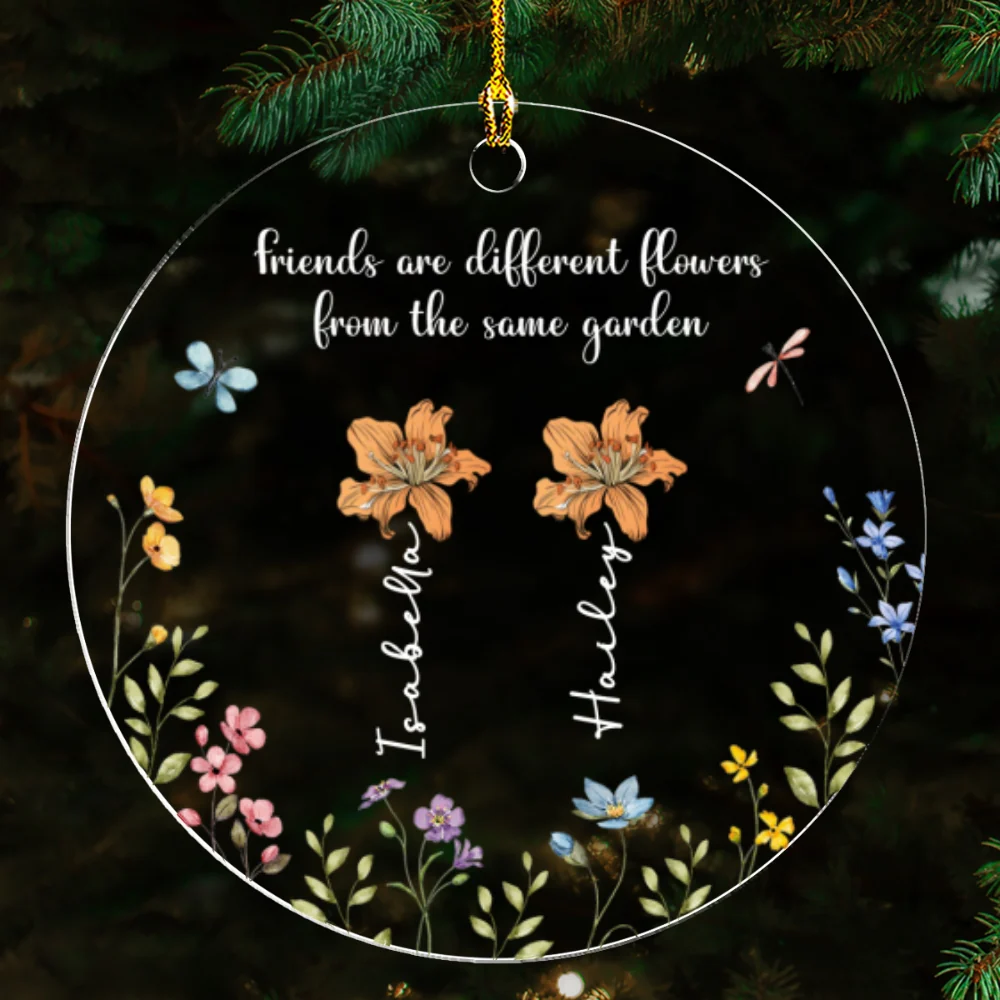 Siblings Are Different Flowers From The Same Garden - Personalized Custom Acrylic Ornament - Image 4