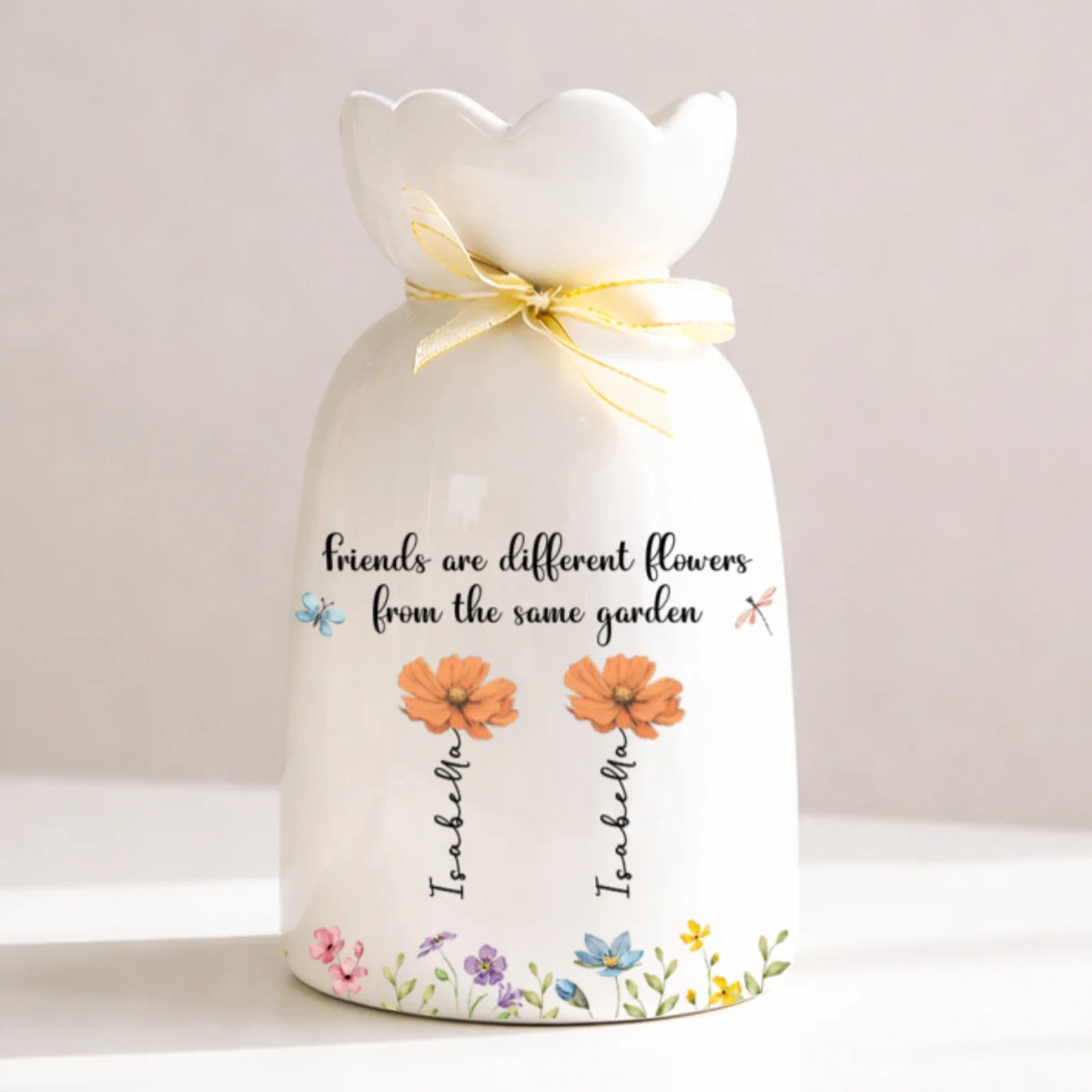 Siblings Are Different Flowers - Personalized Custom Ribbon Tie Flower Vase - Image 6