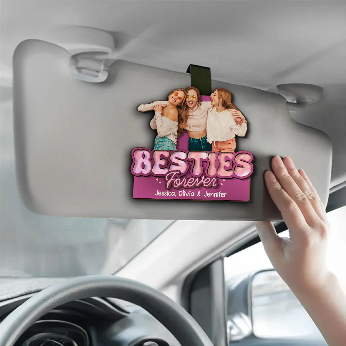 Siblings Forever - Personalized Custom Car Visor Clip - Image 3
