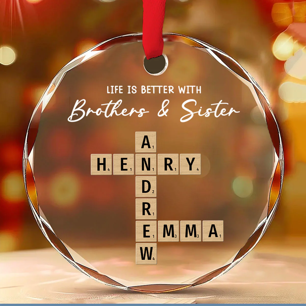 Siblings Make Life More Beautiful - Personalized Custom Glass Ornament