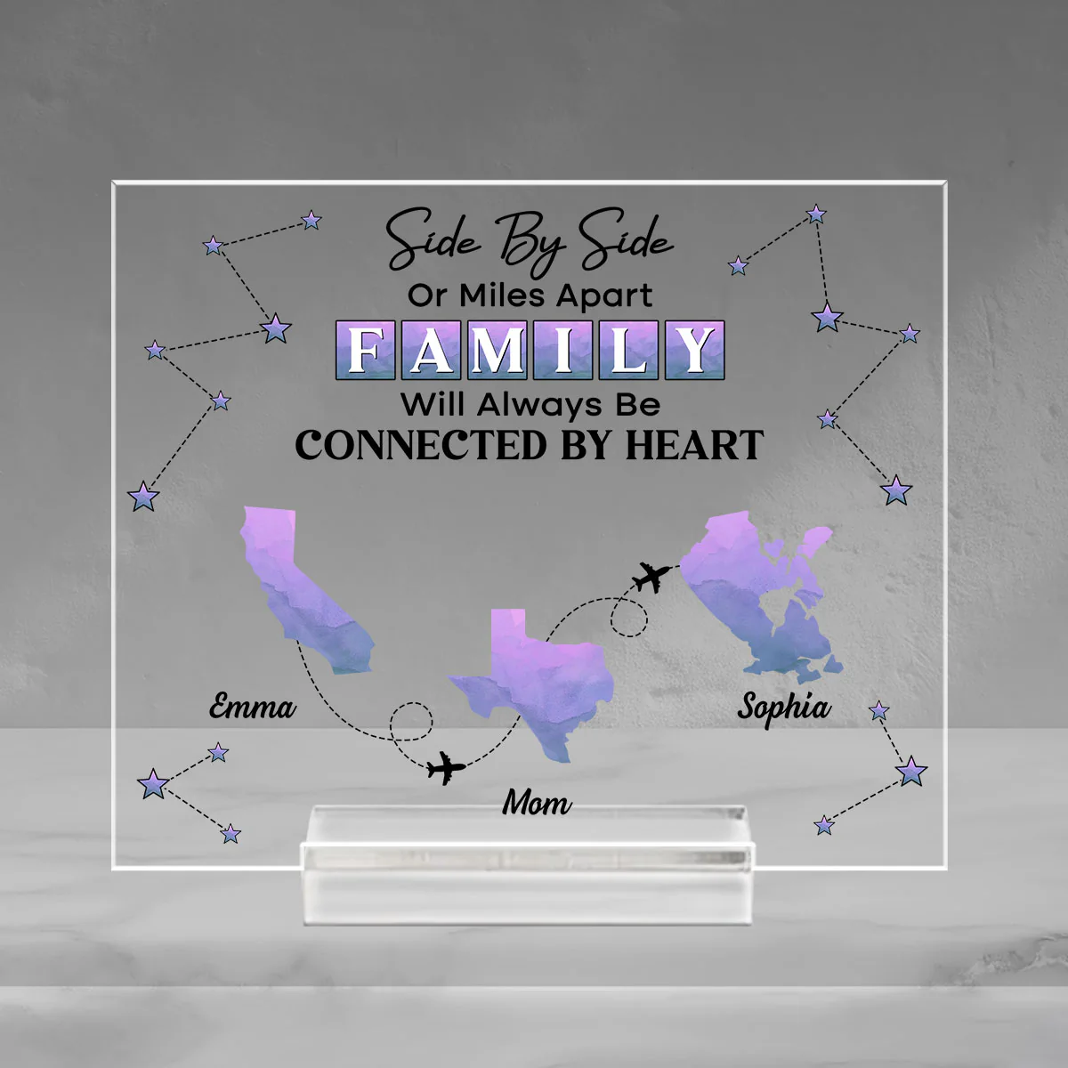 Side By Side - Personalized Custom Acrylic Plaque With Base