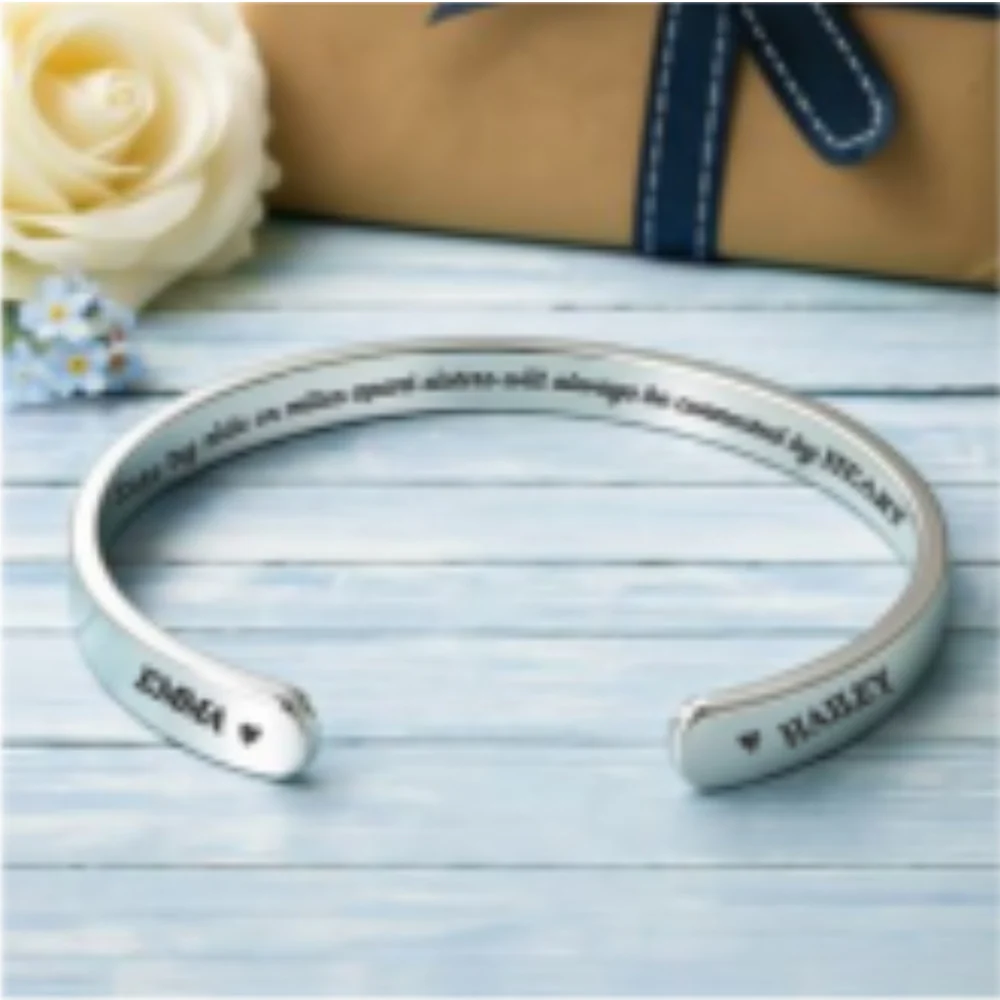 Side By Side - Personalized Custom Bracelet Cuff - Image 6