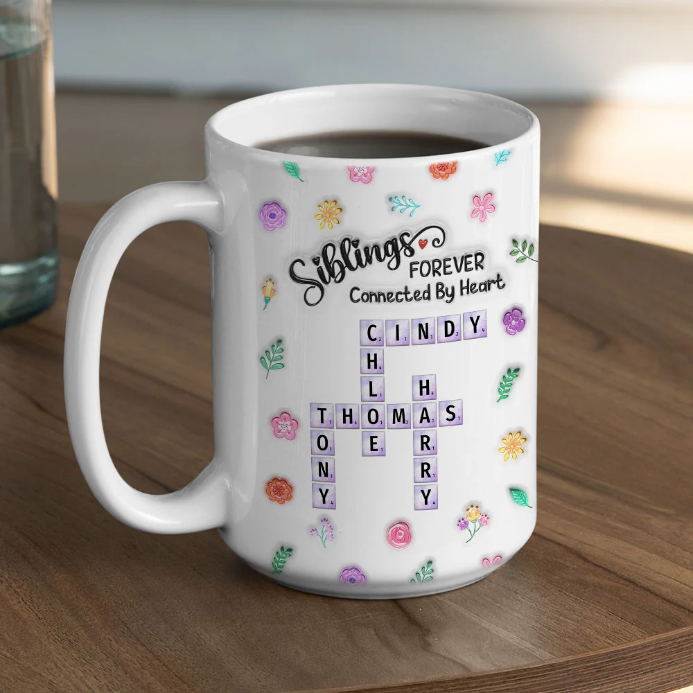 Sister Connect By Heart Forever - Personalized Custom 3D Inflated Effect Coffee Mug - Image 2
