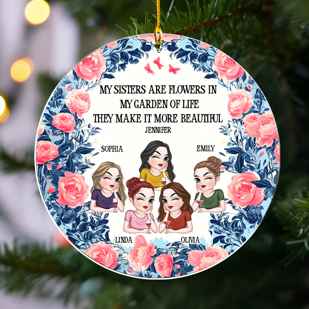 Sister Lights Up Life - Personalized Custom Acrylic Ornament - Image 5