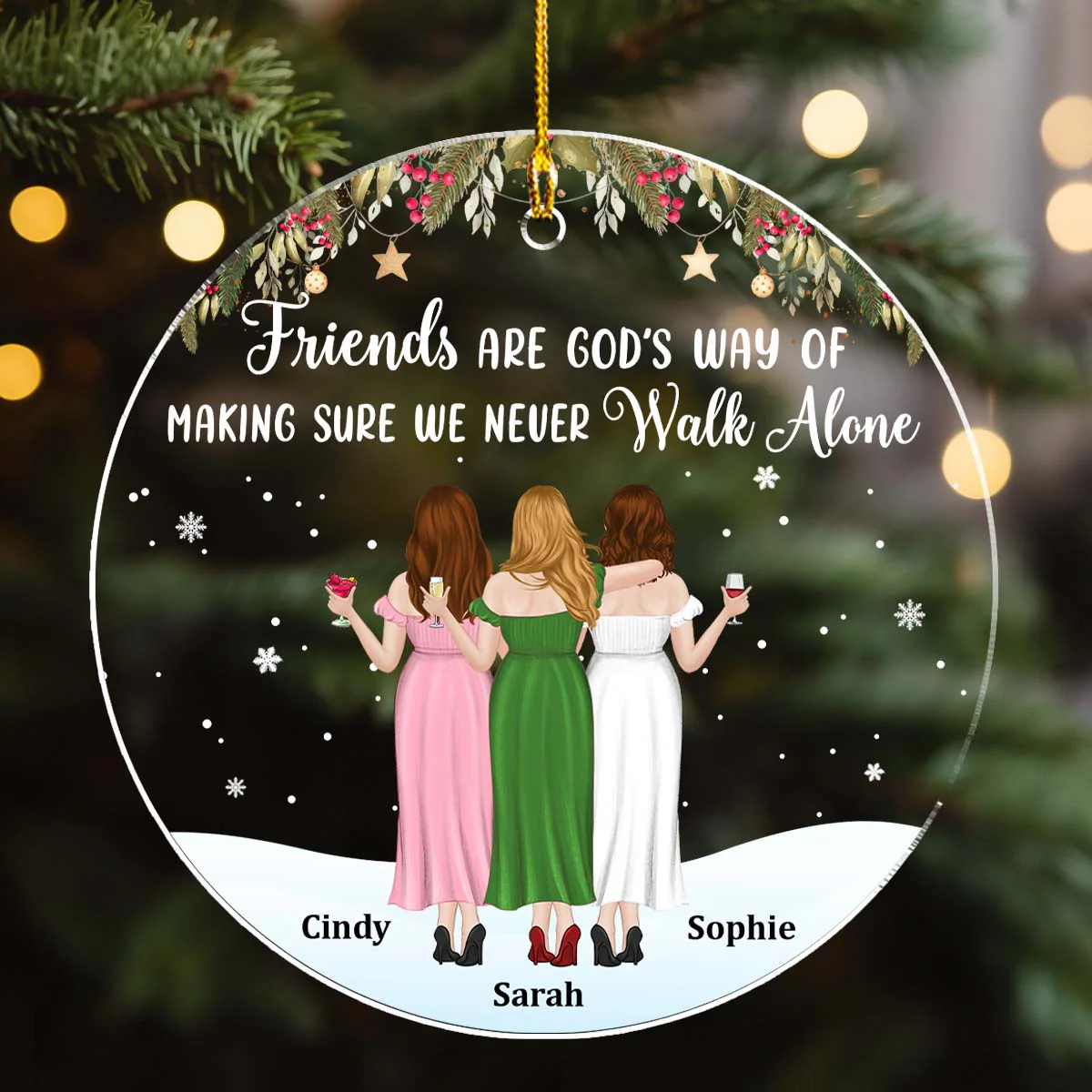 Sister Never Walk Alone - Personalized Custom Acrylic Ornament - Image 3
