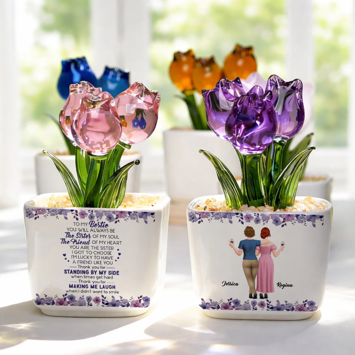 Sister Of My Soul - Personalized Custom Glass Everlasting Tulips