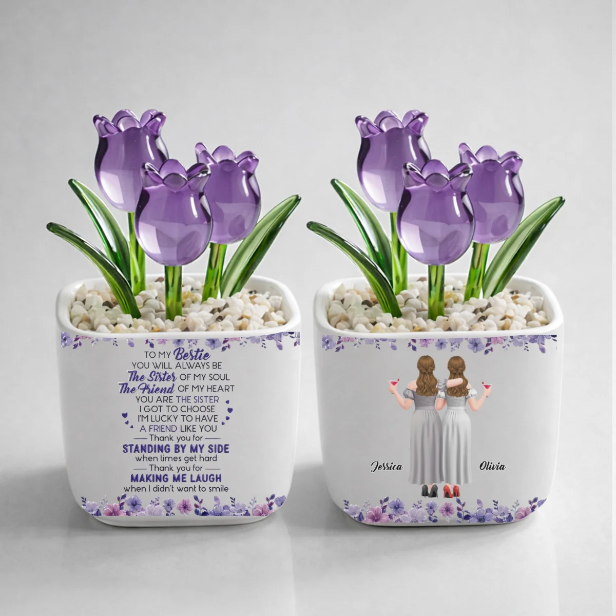 Sister Of My Soul - Personalized Custom Glass Everlasting Tulips - Image 11