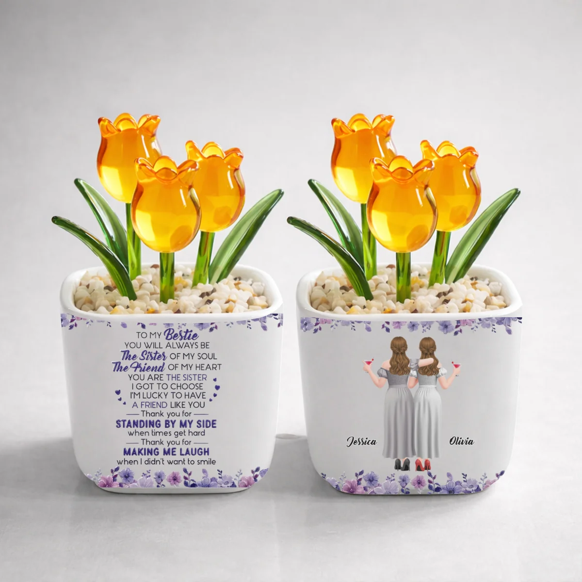 Sister Of My Soul - Personalized Custom Glass Everlasting Tulips - Image 12